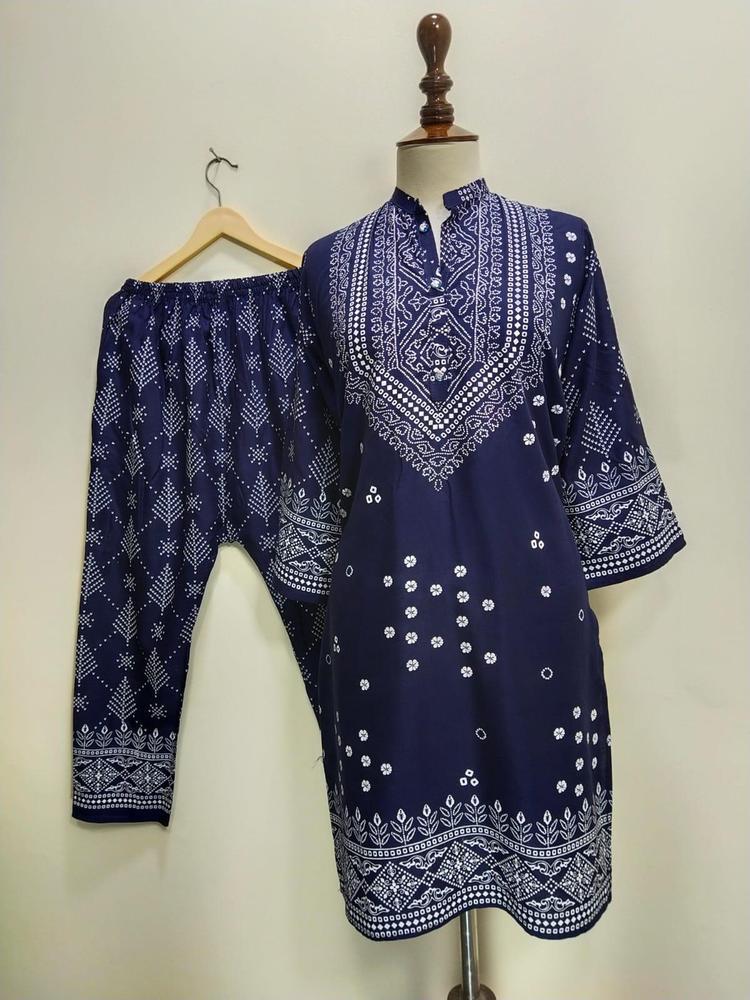 2 Pcs Women's Stitched Lawn Printed Suit