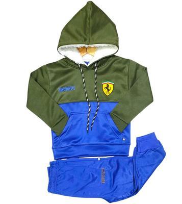 2 Pcs Boy's Polyester Printed Hoodie Tracksuit