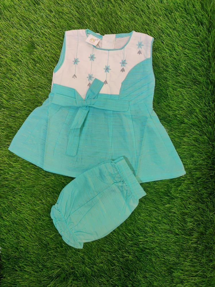 Baby Girl's Blended Shirt With Cotton Trouser