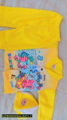 2 Pcs Kid's Stitched Fleece Printed Shirt And Trouser Set