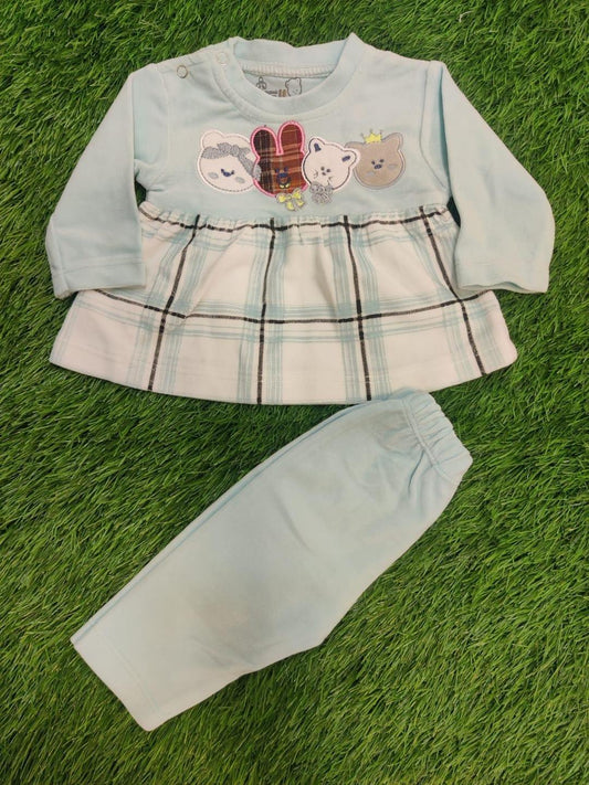 Baby Girl Velvet Printed Shirt And Trouser Set