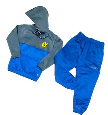 2 Pcs Boy's Polyester Printed Hoodie Tracksuit