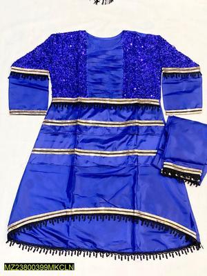 2 Pcs Women's Stitched Silk Embroidered Suit