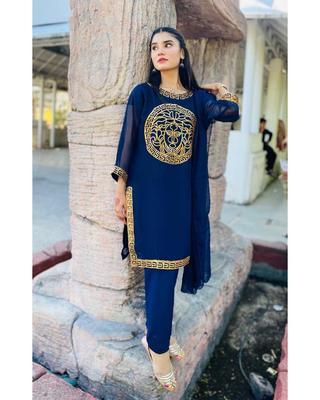 3 Pcs Women's Stitched Chiffon Plain Suit