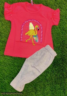 Baby Girl's Cotton Printed Shirt And Pants Set