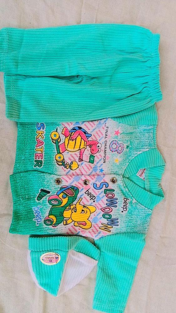 3 Pcs Kid's Stitched Fleece Printed Shirt And Trouser Set