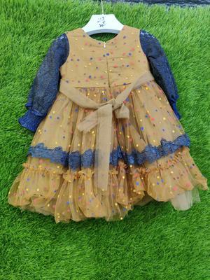 1 Pc Girl's Stitched Net Embroidered Frock