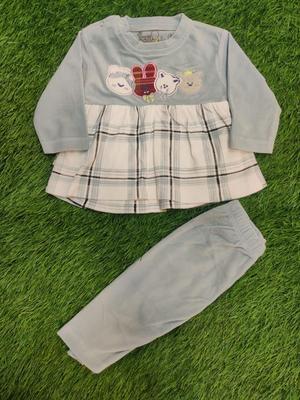 Baby Girl Velvet Printed Shirt And Trouser Set