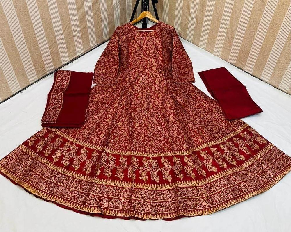 3 Pcs Women's Stitched Katan Silk Printed Suit