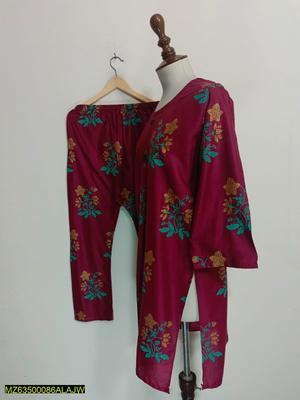 2 Pcs Women's Stitched Lawn Printed Suit