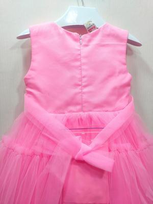 2 Pcs Girl's Stitched Net Plain Frock