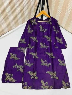 2 Pcs Women's Stitched Linen Printed Suit