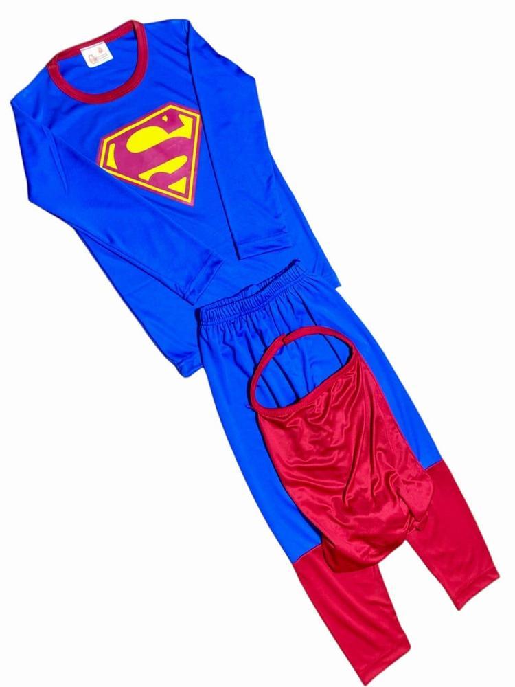 3 Pcs Kids Stitched Dry Fit Micro Superman Costume