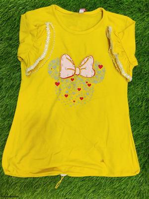 Girl's Stitched Blended Printed T-Shirt