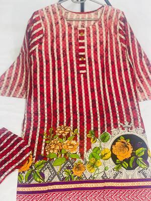 2 Pcs Women's Stitched Lawn Printed Suit