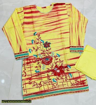 2 Pcs Women's Stitched Cotton Embroidered Suit