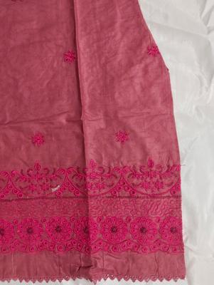 2 Pcs Women's Stitched Cotton Chikankari Embroidered Shirt And Trouser