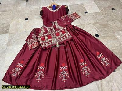 3 Pcs Women's Stitched Silk Embroidered Suit