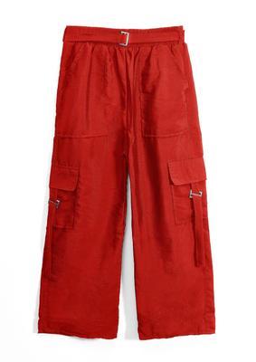 1 Pc Women's Stitched Cotton Plain Cargo Trouser With Belt