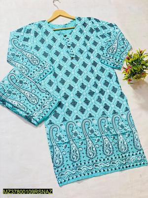 2 Pcs Women Stitched Lawn Printed Suit