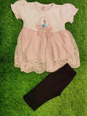 Baby Girl's Blended Frock And Trouser Set