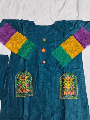 2 Pcs Women's Stitched Cotton Chikankari Embroidered Shirt And Trouser