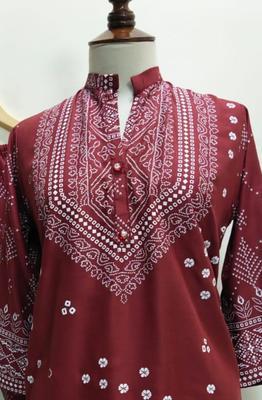 2 Pcs Women's Stitched Lawn Printed Suit