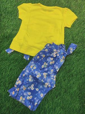 Baby Girl's Blended Shirt With Chiffon Trouser