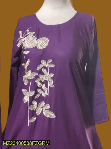 2 Pcs Women Stitched Linen Embroidered Suit