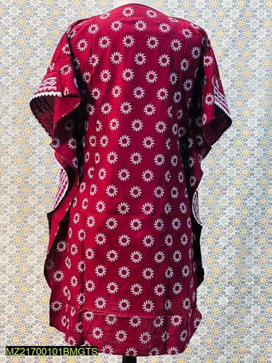 1 Pc Women's Stitched Linen Block Printed Frock