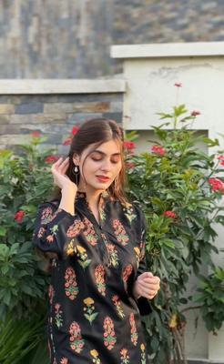 2 Pcs Women's Stitched Arabic Lawn Printed Shirt And Trouser