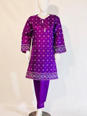 3 Pcs Women's Stitched Katan Silk Printed Suit