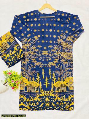 2 Pcs Women's Stitched Lawn Printed Suit