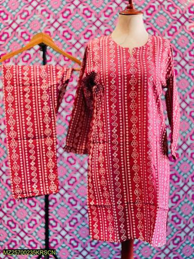 2 Piece Arabic Lawn Block Printed Chunri