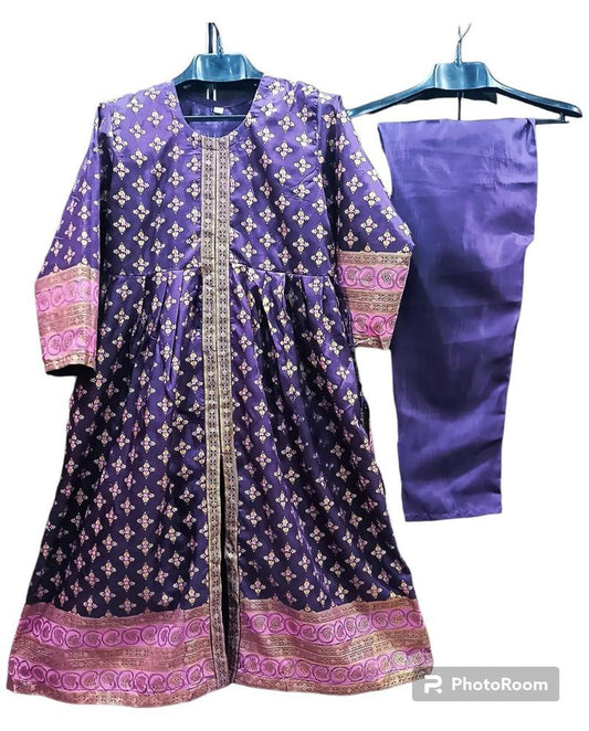 2 Pcs Women's Stitched Katan Silk Printed Suit