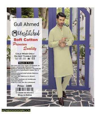 Men's Unstitched Cotton Plain Suit