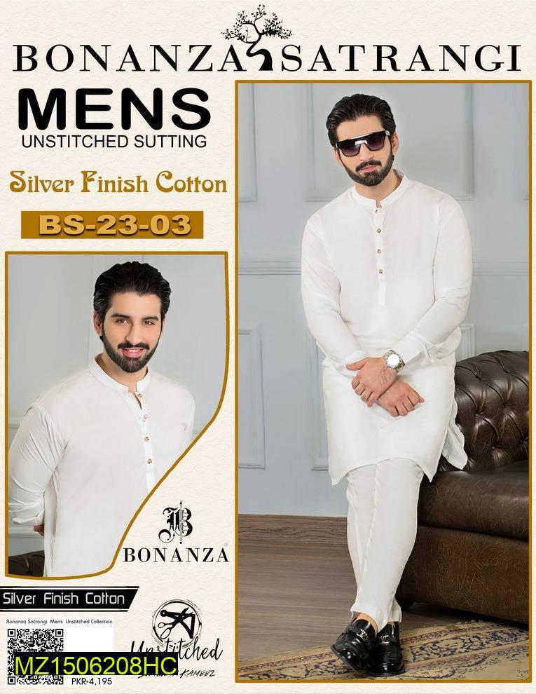 Men's Unstitched Cotton Plain Suit