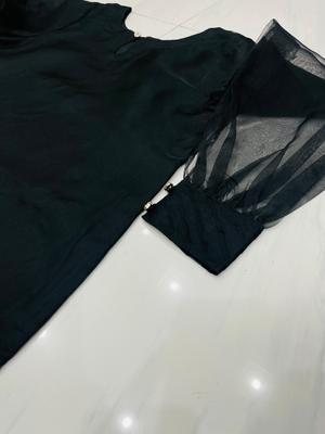 2 Pcs Women's Stitched Plain Organza Suit