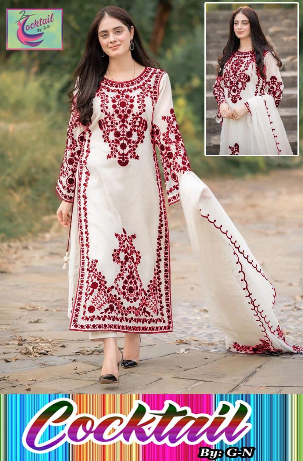 3 Pcs Women's Stitched Organza Embroidered Suit