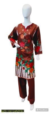 3 Pcs Women's Stitched Khaddar Printed Suit