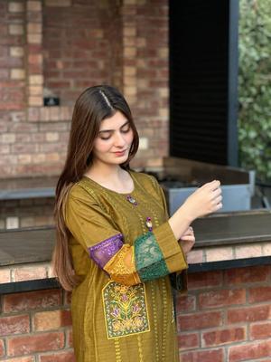 2 Pcs Women's Stitched Cotton Embroidered Shirt And Trouser