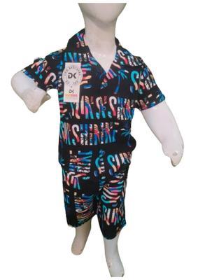 2 Pcs Boy's Linen Printed Tracksuit