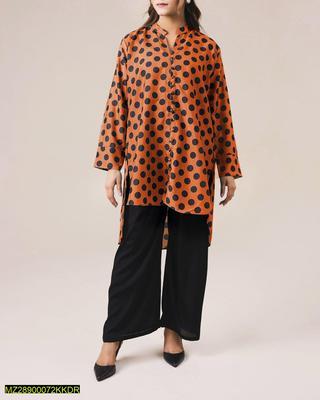 2 Pcs Women's Stitched Grip Printed Shirt And Trouser