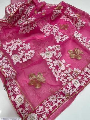 1 Pc Women's Stitched Organza Sequins Embroidered Dupatta