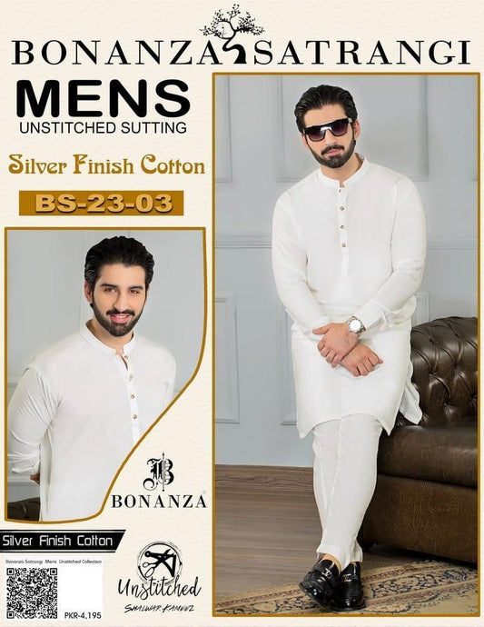 Men's Unstitched Cotton Plain Suit