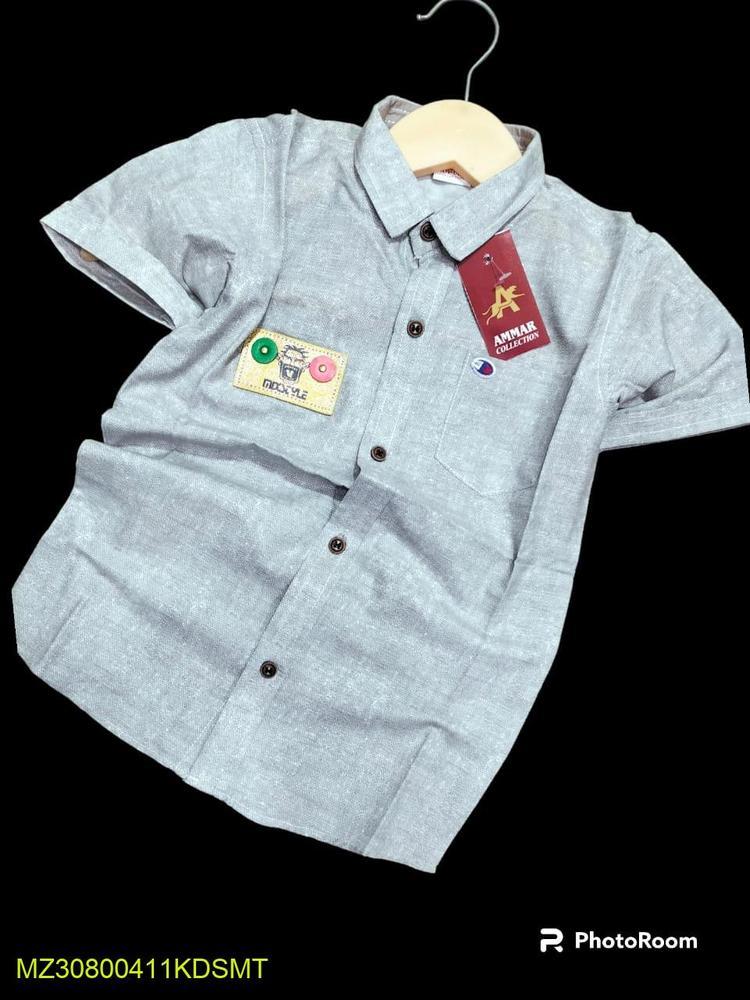 1 Pc Boy's Stitched Cotton Printed Dress Shirt