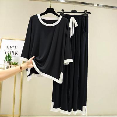 2 Pcs Women's Stitched Cotton Jersey Plain Sleepwear