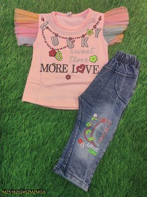 Baby Girl's Blended Shirt With Jeans