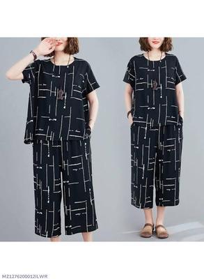 2 Pcs Women's Stitched Cotton Jersey Printed Night Suit