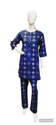 2 Pcs Women's Stitched Cotton Printed Shirt And Trouser